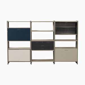 Mueble de almacenamiento 5600 en azul, blanco y gris con secreter de Andre Cordemeyer para Gispen, años 50