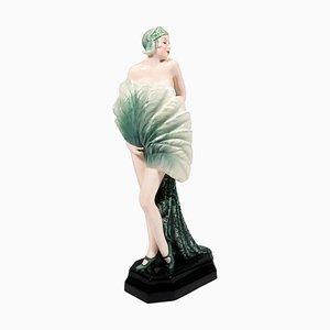 Statuetta grande Fan Lady di Stephan Dacon, 1930