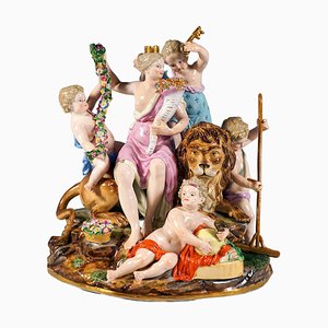 Large German Figurine Group by M.V. Acier for Meissen, 1850