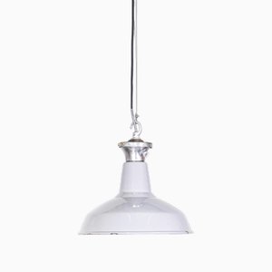 Industrial Grey Benjamin Enamelled Pendant Lamps, 1950s