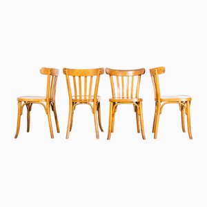 Luterma Honey Oak Bentwood Dining Chairs attributed to Marcel Breuer, 1950s, Set of 4