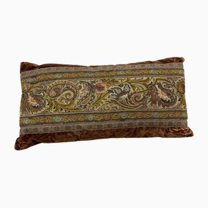 Brown Velvet Art Needlework Cushion, 1870s