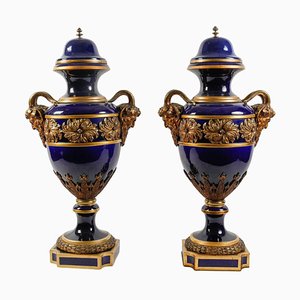 Large Sèvres Porcelain Covered Vases, Set of 2
