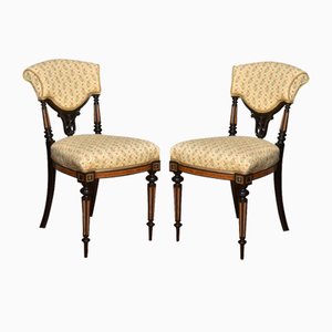 Ebony and Amboyna Side Chairs, Set of 4