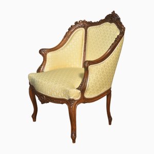 Carved Walnut Framed Tub Armchair, 1890s