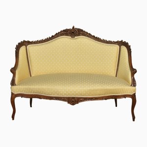 2-Sitzer Sofa mit Rahmen aus Nussholz, 1890er