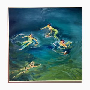 Birgitte Lykke Madsen, Nadadores, óleo sobre lienzo