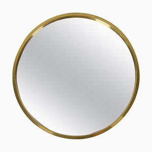 Mid-Century Modern Rounded Brass Mirror attributed to Glasmäster in Markaryd, Sweden, 1960s