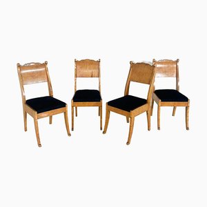 Russian Chairs in Birch Veneer, Early 19th Century, Set of 4