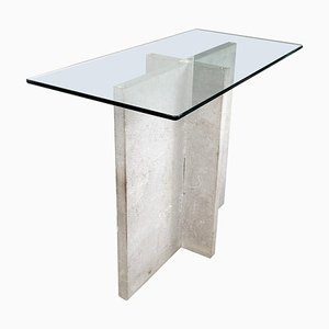 Table Console Rectangulaire Moderne en Verre et Ciment, Italie, 1980s