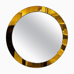 Specchio Mid-Century moderno con cornice gialla, Italia, anni '60