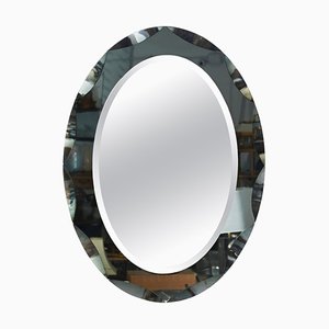 Oval Mirror with Beveled Frame from Galvorame Bluegray, Italy, 1960s