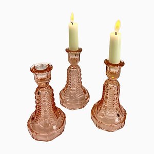 Bougeoirs Vintage par Graffart & Delvenne pour Val Saint Lambert, 1935, Set de 3