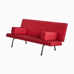 Modell 447 Sofa aus Rotem Stoff Wim Rietveld für Gispen zugeschrieben, 1950er