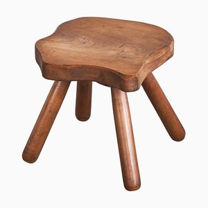 Mesa auxiliar o taburete Wabi Sabi de madera, años 50