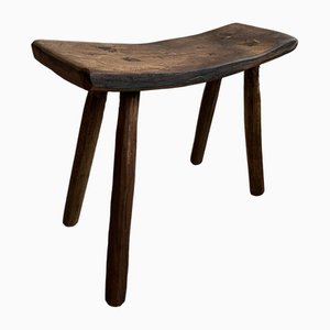 Hungarian Rustic Milking Stool with Curved Seat