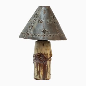 20th Century Torched Steel Lamp Shade