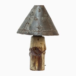 Lámpara de mesa de cerámica de estudio brutalista Mid-Century