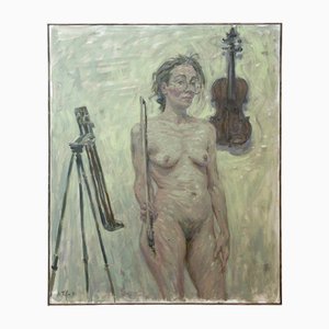Sheila Tiffin, Autorretrato desnudo, siglo XX, Pintura al óleo