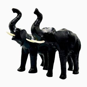 Elefante vintage in pelle, anni '60, set di 2