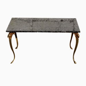 French Louis XV Style Rectangular Coffee Table in Black Marble and Bronze, 1960s