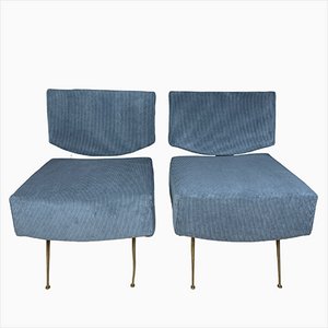 Blaue Vintage Sessel, Italien, 1950er, 2er Set