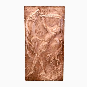 Decorative Copper Panel with Horse and Human Motif, Italy, 1950s