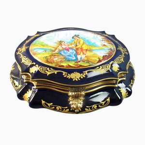 Porcelain Box Sèvres Finely Hand Painted Folk Chest of Chest, 1955