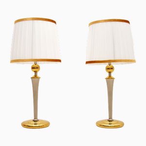 Vintage Chrome and Brass Table Lamps , 1970, Set of 2