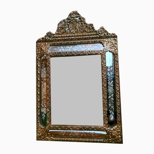 Large Napoleon III Style Wall Mirror in Repoussé Burnished Brass, 1855