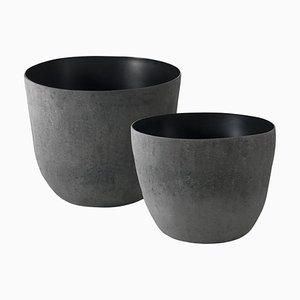 Vase Vaso Noir par Imperfettolab, Set de 2