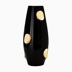 Eye Black Gold Ceramic Vase by Malwina Konopacka