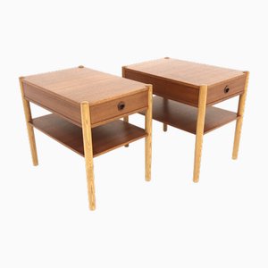 Comodini in teak e quercia, Svezia, anni '60, set di 2