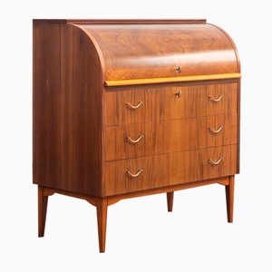 Vintage Secretaire with Roll Top in Walnut by Egon Ostergaard for AB Bröderna Gustafssons, 1960s