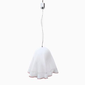 Lámpara colgante posmoderna de vidrio soplado blanco Mod. Zenda de Luciano Viscosi para Vistosi, Italia