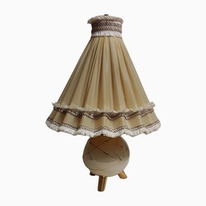 Lampe de Bureau Mid-Century avec Socle en Céramique Crème, 1950s