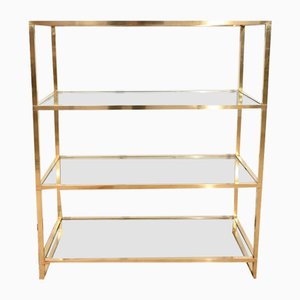 Brass and Glass Shelf in the style of Pierre Vandel, 1970s