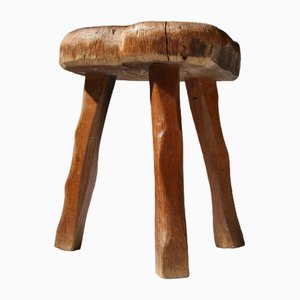 Tabouret Rustique en Bois, 19ème Siècle