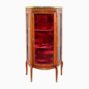 Small Louis XV / Louis XVI Transition Showcase in Light Cherrywood, Early 20th Century