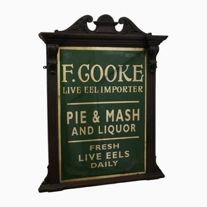19th Century Eel and Pie Shop Advertising Wall Mirror Sign, 1890s
