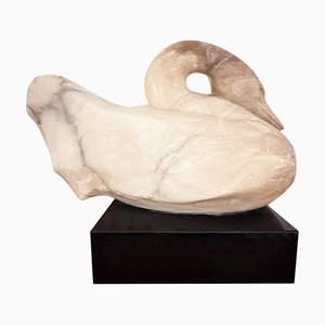 Ralph Hurst, Schwan Skulptur auf drehbarem Sockel, 1970er, Onyx