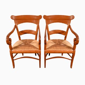 Restoration Period Property Armchairs in Cherrywood, Early 19th Century, Set of 2