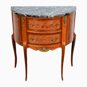 Petite Commode Demi-Lune Transition Louis XV / Louis XVI en Palissandre, Début du 20ème Siècle