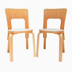 Model 66 Chairs by Alvar Aalto for Artek, Finland, 1960s, Set of 2