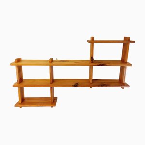 Vintage Wall Shelf in Pine in the style of Maison Regain, 1980s