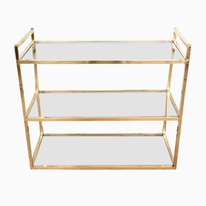 3-Tier Shelf in Brass and Glass in the style of Vandel, 1970s