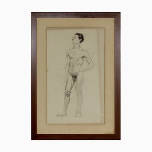 Study of Male Nude, Charcoal and Pencil on Paper, 1920s