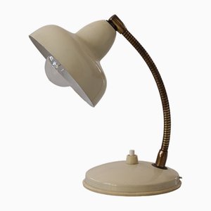 Vintage Italian Table Lamp in Cream Lacquered Metal and Brass, 1950s