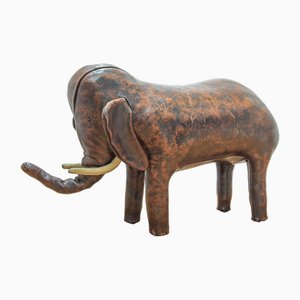 Reposapiés en forma de elefante original de cuero de Dimitri Omersa para Libertys of london, años 60