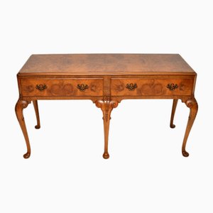 Large Antique Burr Walnut Console Table, 1900s